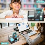 MaxGear Mesh Desk Organizer Office Desktop Organizer with Drawer, Metal Stationary Organizer Black Desk Caddy, 6 Compartments, 8.7 x 5.5 x 5 inch, 1 Pack - Image 5
